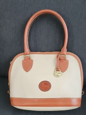 Dooney & Bourke Cream and Tan Leather Satchel